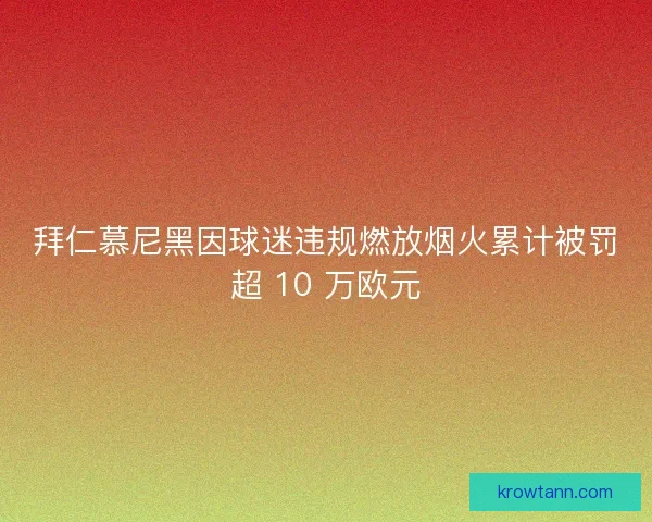 拜仁慕尼黑因球迷违规燃放烟火累计被罚超 10 万欧元